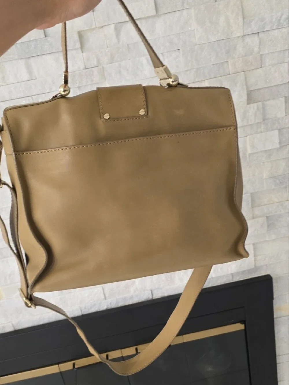 Jimmy Choo Tan Leather Satchel with Gold Hardware
